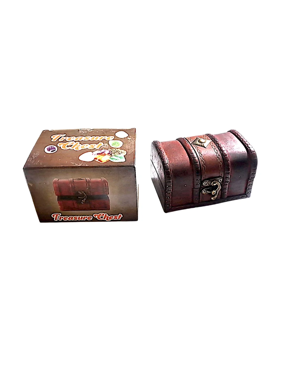 Treasure Chest w/ 19 Rose Quartz Polished Stones & Velvet Bag Various Sizes NWT